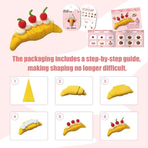 Air Dry Clay for Kids, Cake Themed, DIY Model Magic Clay with Sculpting Tools and Tutorials, 12 Boxes Modeling Magic Soft Clay Art Sculpting Supplies, Arts and Crafts Gift for Kids|B0FQ5B438N