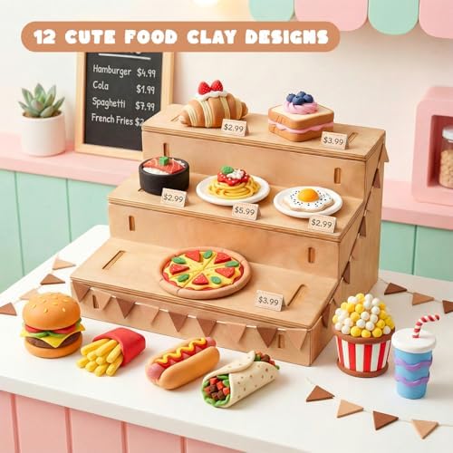 Shuttle Art Air Dry Clay for Kids - Food Store, 21 PCS Modeling Clay Kit with Sculpting Tools and Tutorials, Safe & Non-Sticky, Craft Gifts for Boys & Girls|B0FS7DXWLN