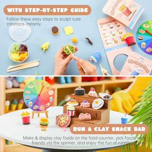 Shuttle Art Air Dry Clay for Kids - Food Store, 21 PCS Modeling Clay Kit with Sculpting Tools and Tutorials, Safe & Non-Sticky, Craft Gifts for Boys & Girls|B0FS7DXWLN