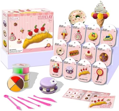 Air Dry Clay for Kids, Cake Themed, DIY Model Magic Clay with Sculpting Tools and Tutorials, 12 Boxes Modeling Magic Soft Clay Art Sculpting Supplies, Arts and Crafts Gift for Kids|B0FQ5B438N