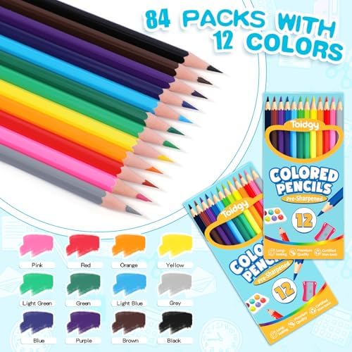 1008 Count Colored Pencils for Kids, 84 Packs Colored Pencils Bulk 12 Colors, Pre-sharpened Color Pencil for Adults, Bulk School Supplies for Teachers, Back to School Supplies, Classroom Prizes|B0DY7PMYHJ
