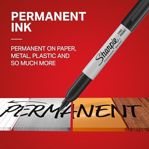 Sharpie Permanent Markers, Fine Tip, Black, 12 Count - Office Supplies, Quick Drying, Fade Resistant, For Wood, Plastic, Paper, Metal, And More|B00006IFHD