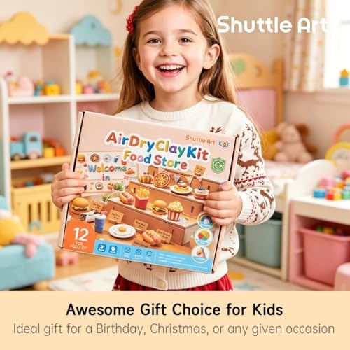 Shuttle Art Air Dry Clay for Kids - Food Store, 21 PCS Modeling Clay Kit with Sculpting Tools and Tutorials, Safe & Non-Sticky, Craft Gifts for Boys & Girls|B0FS7DXWLN
