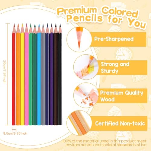 168 Packs Colored Pencils Bulk Classroom, Colored Pencils for Kids 12 Assorted Colors, Coloring Pencil Set Plus 16 Sharpeners, Pre-sharpened Color Pencil, Back to School Supplies Bulk for Teachers|B0DZCVGHDN