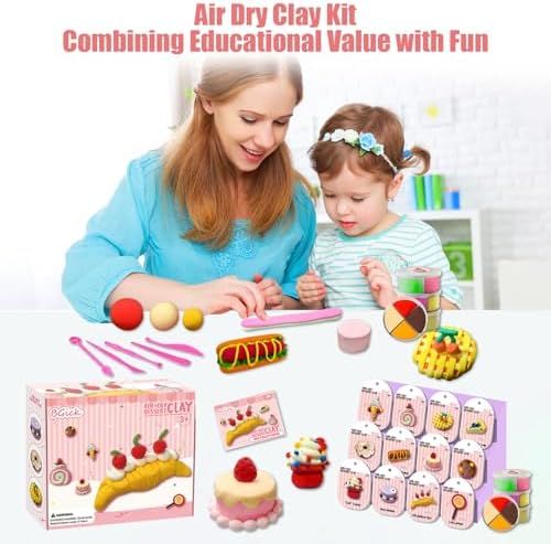 Air Dry Clay for Kids, Cake Themed, DIY Model Magic Clay with Sculpting Tools and Tutorials, 12 Boxes Modeling Magic Soft Clay Art Sculpting Supplies, Arts and Crafts Gift for Kids|B0FQ5B438N