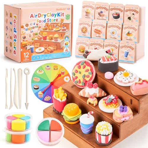 Shuttle Art Air Dry Clay for Kids - Food Store, 21 PCS Modeling Clay Kit with Sculpting Tools and Tutorials, Safe & Non-Sticky, Craft Gifts for Boys & Girls|B0FS7DXWLN
