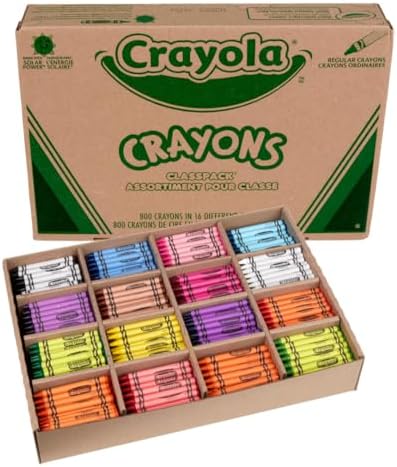 Crayola Bulk Crayon Classpack - 800ct (16 Colors), Bulk Teacher Supplies & Classroom Essentials for School, Arts & Crafts Crayons for Kids, Ages 3, 4, 5|B00006IBPK