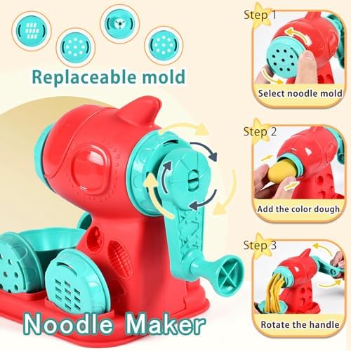 Crelloci 3 in 1 Color Dough Kitchen Creations Set, Ice Cream Spaghetti Burger Maker Machine, Art Crafts Food Modeling Toys, Accessories Tools Kit for Boys Girls Kids Toddlers Ages 3+ (12 Colors Dough)|B0CJFFJGF3