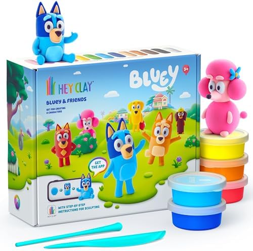 HEY CLAY Bluey & Friends - Air-Drying Clay for Kids - Arts and Crafts Creative Modeling Clay Kit Children Ages 4-8 (Full Set (6 Characters))|B0F1P5SHG3