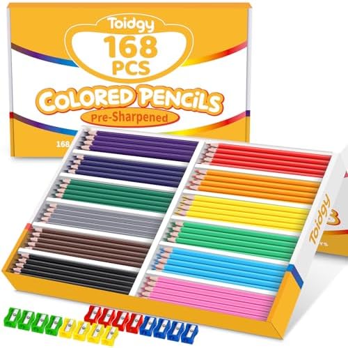 168 Packs Colored Pencils Bulk Classroom, Colored Pencils for Kids 12 Assorted Colors, Coloring Pencil Set Plus 16 Sharpeners, Pre-sharpened Color Pencil, Back to School Supplies Bulk for Teachers|B0DZCVGHDN